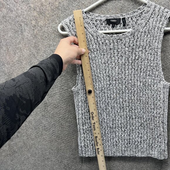 Theory Sweater Womens Medium Gray Marled Sleeveless Knit Tank Top Viscose Blend - Picture 8 of 9